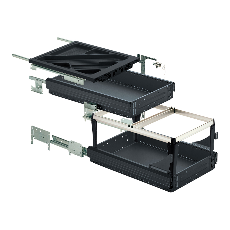 Sets Complets De Caisson De Bureau - Profondeur Mini : 730 Mm - Décor : Noir - Hettich