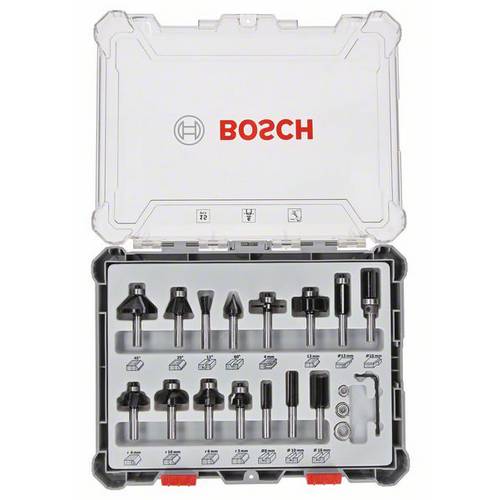 Coffret de 15 fraises mixtes à queue de 6 mm bosch - 2607017471