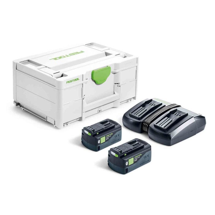 Set énergie SYS 18V 2 batteries 5Ah + chargeur rapide + coffret SYSTAINER SYS3 - FESTOOL - 577707 0