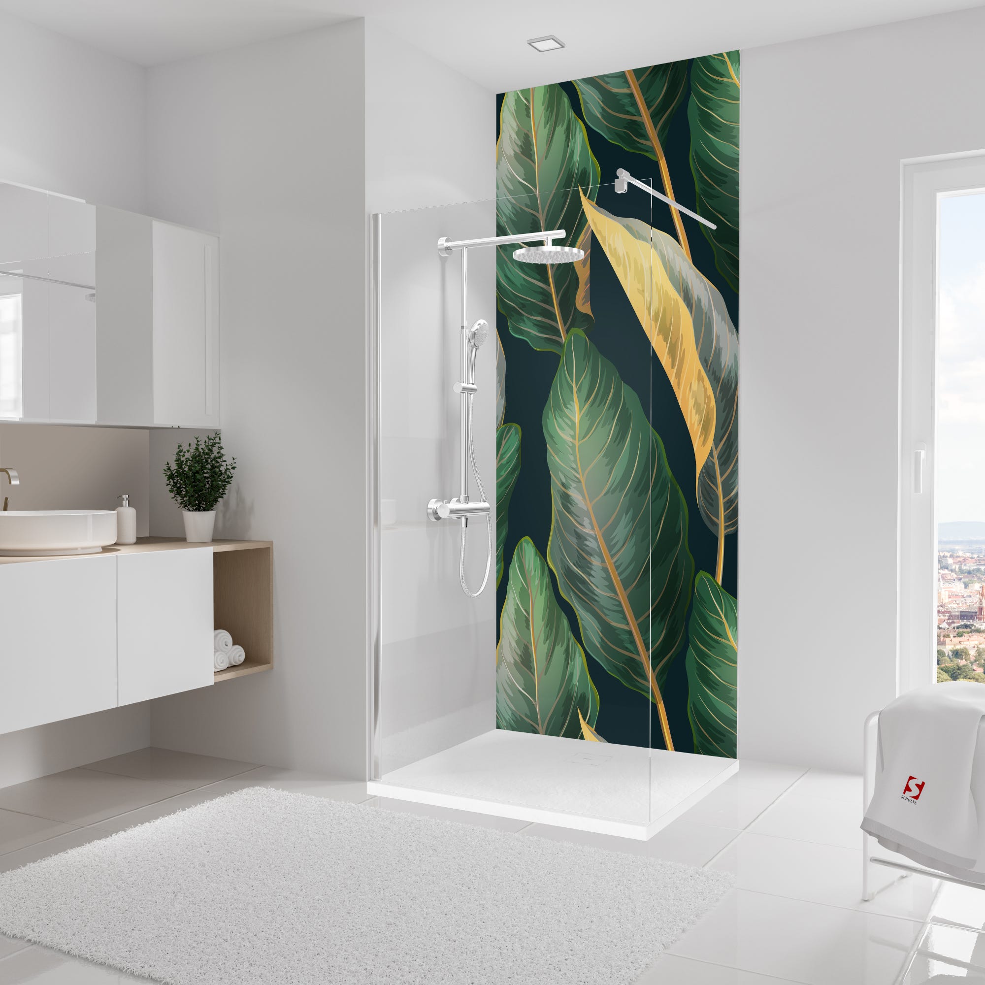 Schulte Panneau mural Feuilles de bananier, revêtement pour douche et salle de bain, DécoDesign SOFTTOUCH, 100 x 255 cm 0