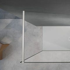 GRAND VERRE Paroi de douche fixe 120x200 avec deux barres de fixation 140cm en aluminium blanc mat 3