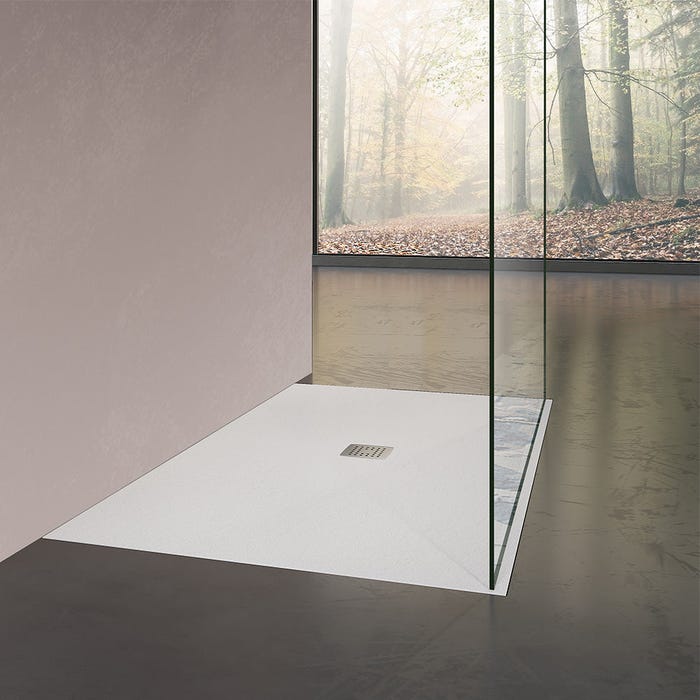 GRAND VERRE Paroi de douche fixe 120x200 avec deux barres de fixation 140cm en aluminium blanc mat 2
