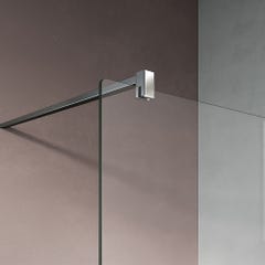 GRAND VERRE Paroi de douche largeur 140cm réglable avec deux barres de fixation 140cm réglable en aluminium chromé 3