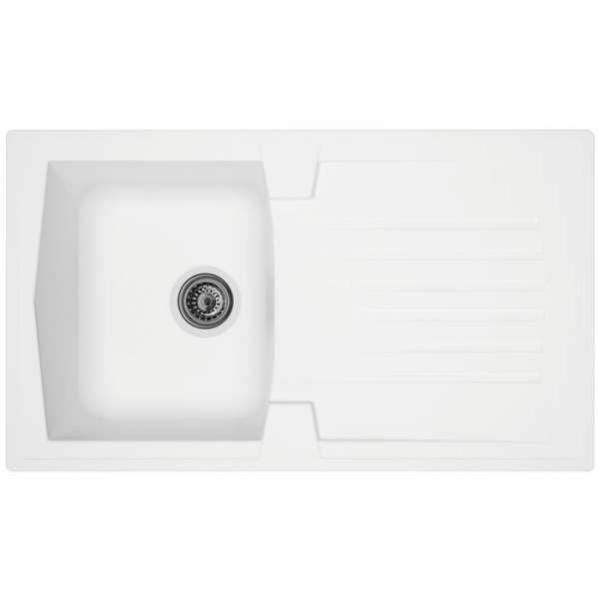 Evier à encastrer en résine Arena Blanc Longueur 86 cm 1 cuve - Moderna