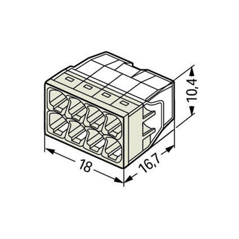 Boîte de 10 bornes COMPACT pour boîtes de dérivation Wago - 2,5mm² - 8 conducteurs 2