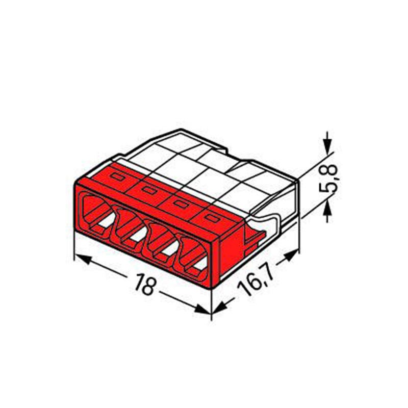 Boîte de 20 bornes COMPACT pour boîtes de dérivation Wago - 2,5mm² - 4 conducteurs 2