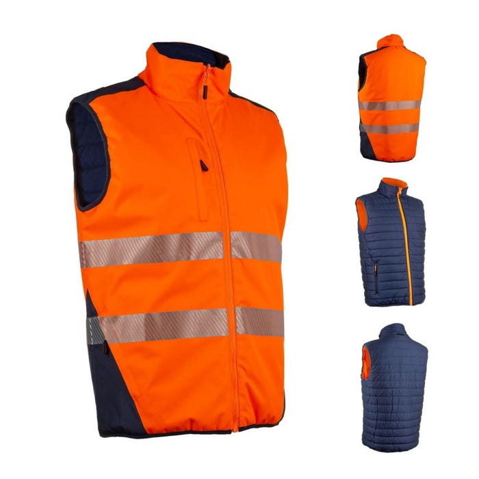 Gilet YORU froid réversible orange HV/marine Ripstop 100%PES maille - COVERGUARD - Taille M 4