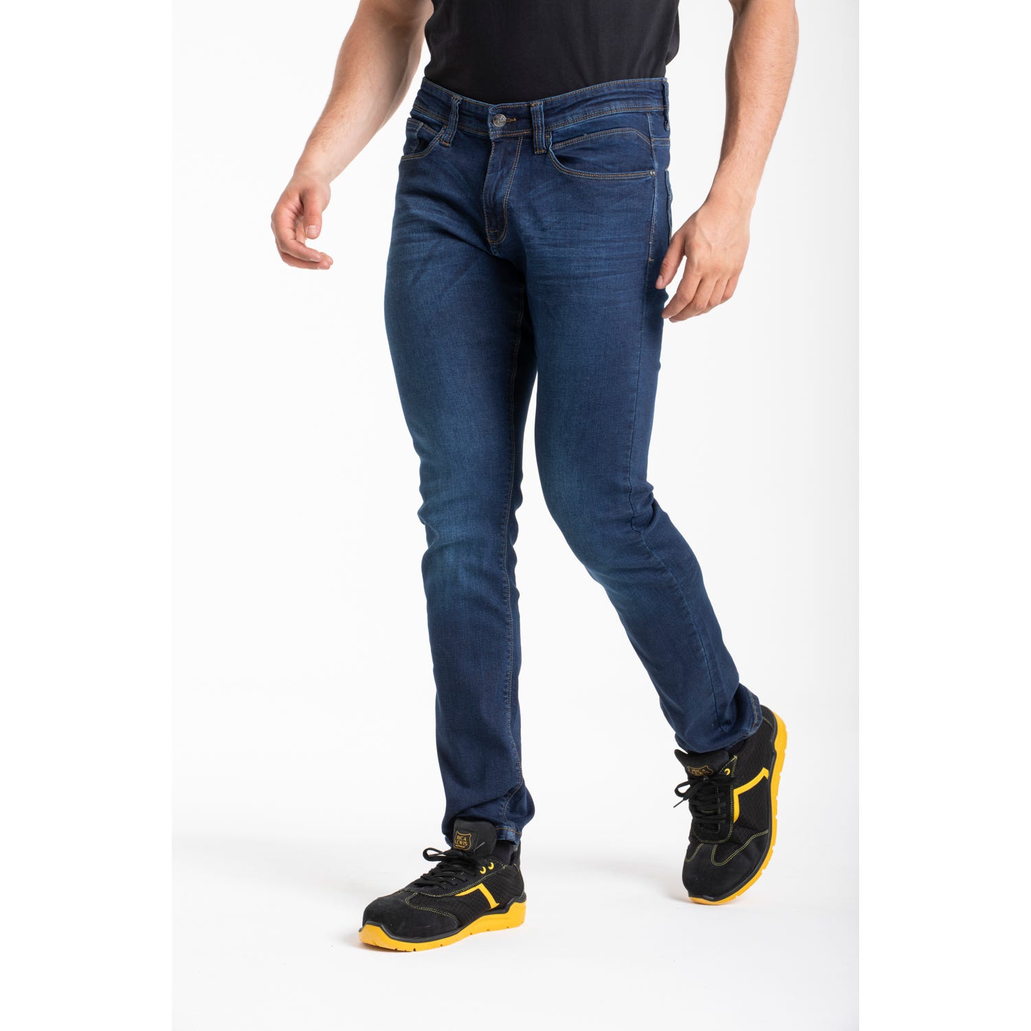 Jeans de travail coupe droite ajustée denim brossé stretch WORK0 'Rica Lewis' 1