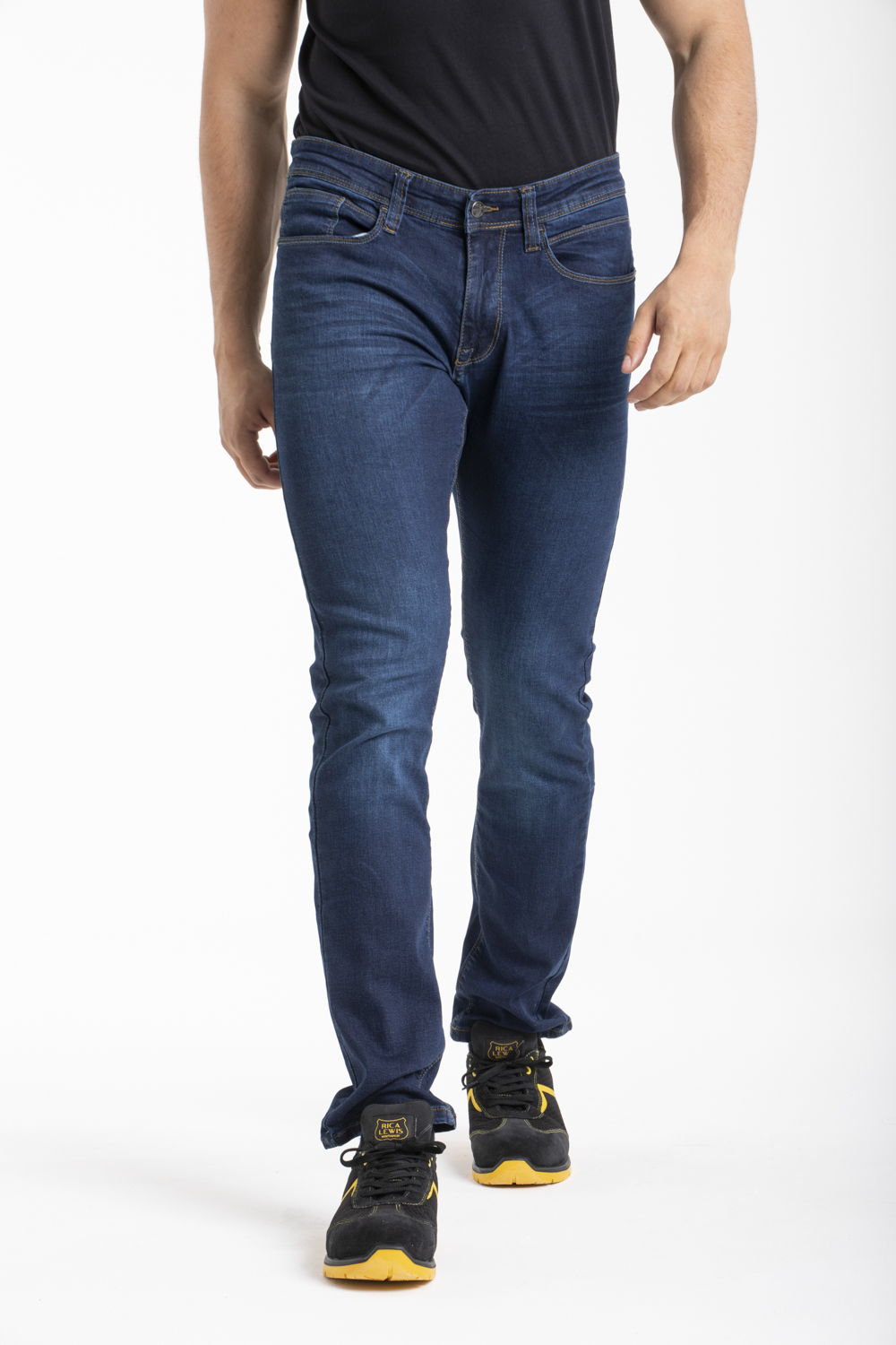 Jeans de travail coupe droite ajustée denim brossé stretch 052