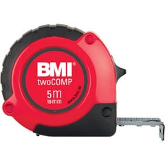 Mètre a ruban de poche, Blanc/noir/rouge, 10 m x 25 mm twoCOMP - BMI 0