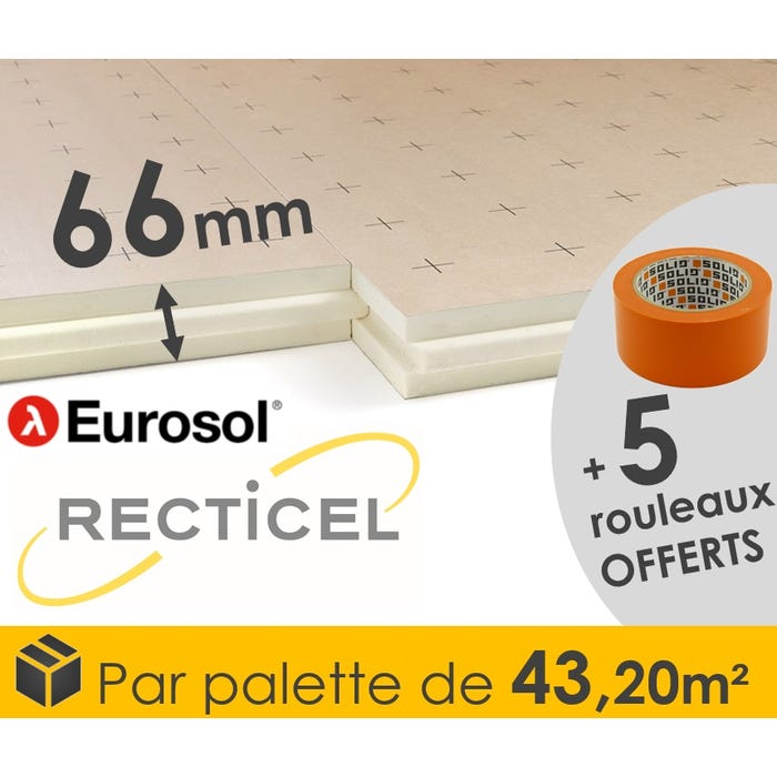 ISOLANT SOUS CHAPE EUROSOL 66MM DE MARQUE RECTICEL - PALETTE DE 43,20M² 0