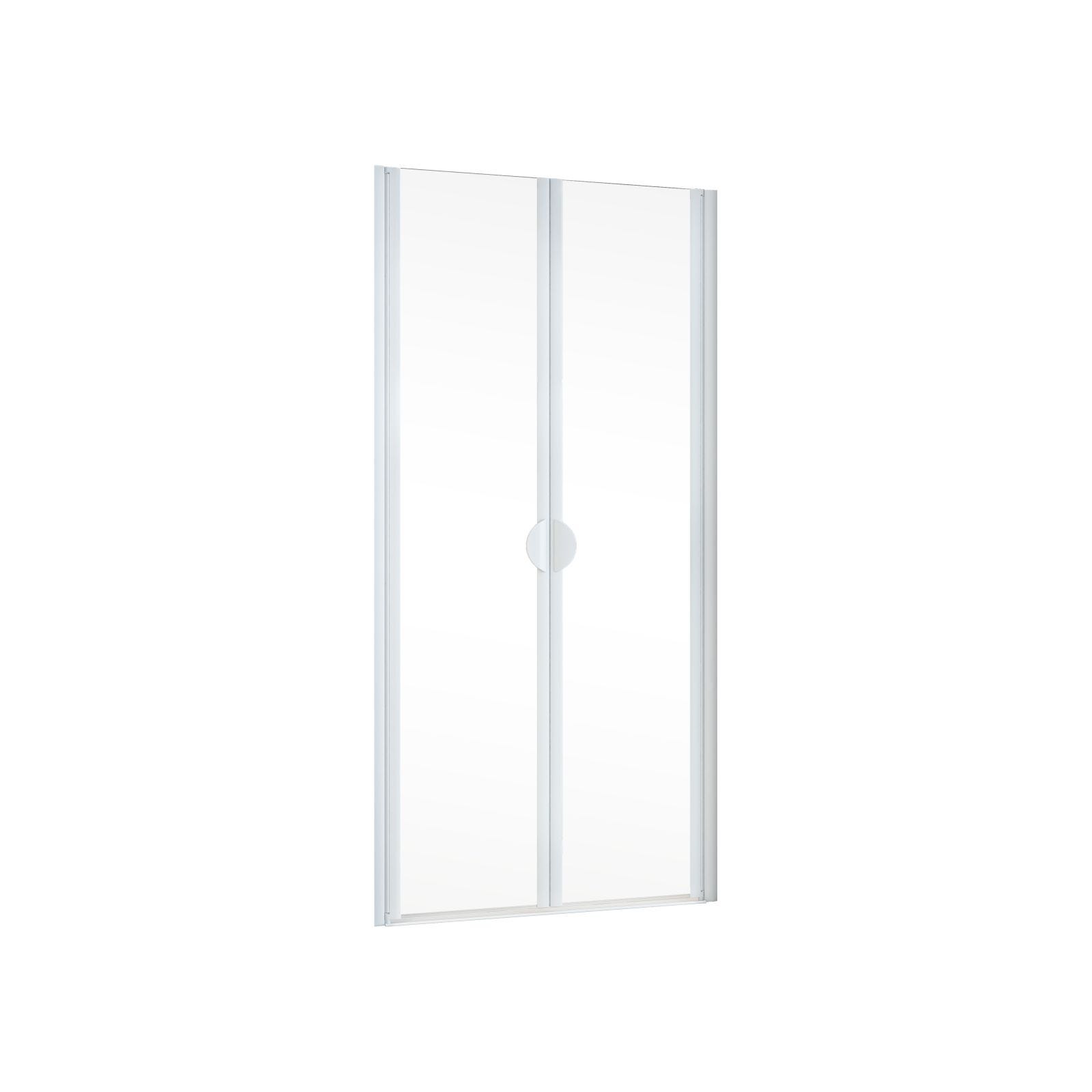 Schulte porte de douche 2 battants, porte de douche battante en niche, 80 x 180 cm, verre 5 mm transparent, blanc, traitement anticalcaire, Sunny 1