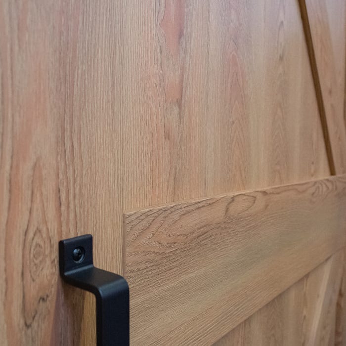 Schulte Porte pleine coulissante intérieure en bois, 1025x2150 mm, décor porte de grange Oak, Système ouvert noir 5