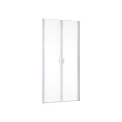 Schulte porte de douche 2 battants, porte de douche battante en niche, 90 x 180 cm, verre 5 mm transparent, blanc, traitement anticalcaire, Sunny 1