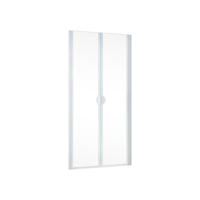 Schulte porte de douche 2 battants, porte de douche battante en niche, 90 x 180 cm, verre 5 mm transparent, blanc, traitement anticalcaire, Sunny 1