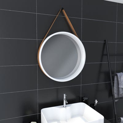 Miroir salle de bain rond type barbier - diamètre 50cm - BARBER WHITE 0