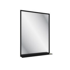 Miroir salle de bain 80x60cm - laqué noir mat avec étagères - FRAMED MIRROR 2