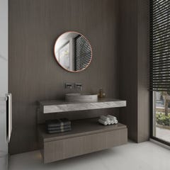 Miroir salle de bain circulaire 60cm de diametre - finition cuivre - RING BRASSY 60 0