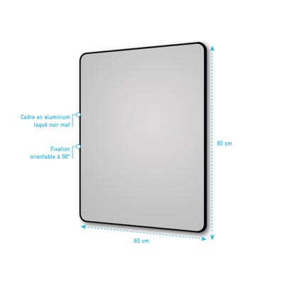 Miroir salle de bain rectangle 60x80cm - encadrement en aluminium - HOB 60 3
