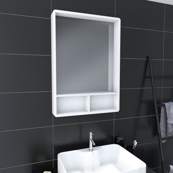 Miroir salle de bain 50x70cm avec étagères - NORDIK HYLLA 0