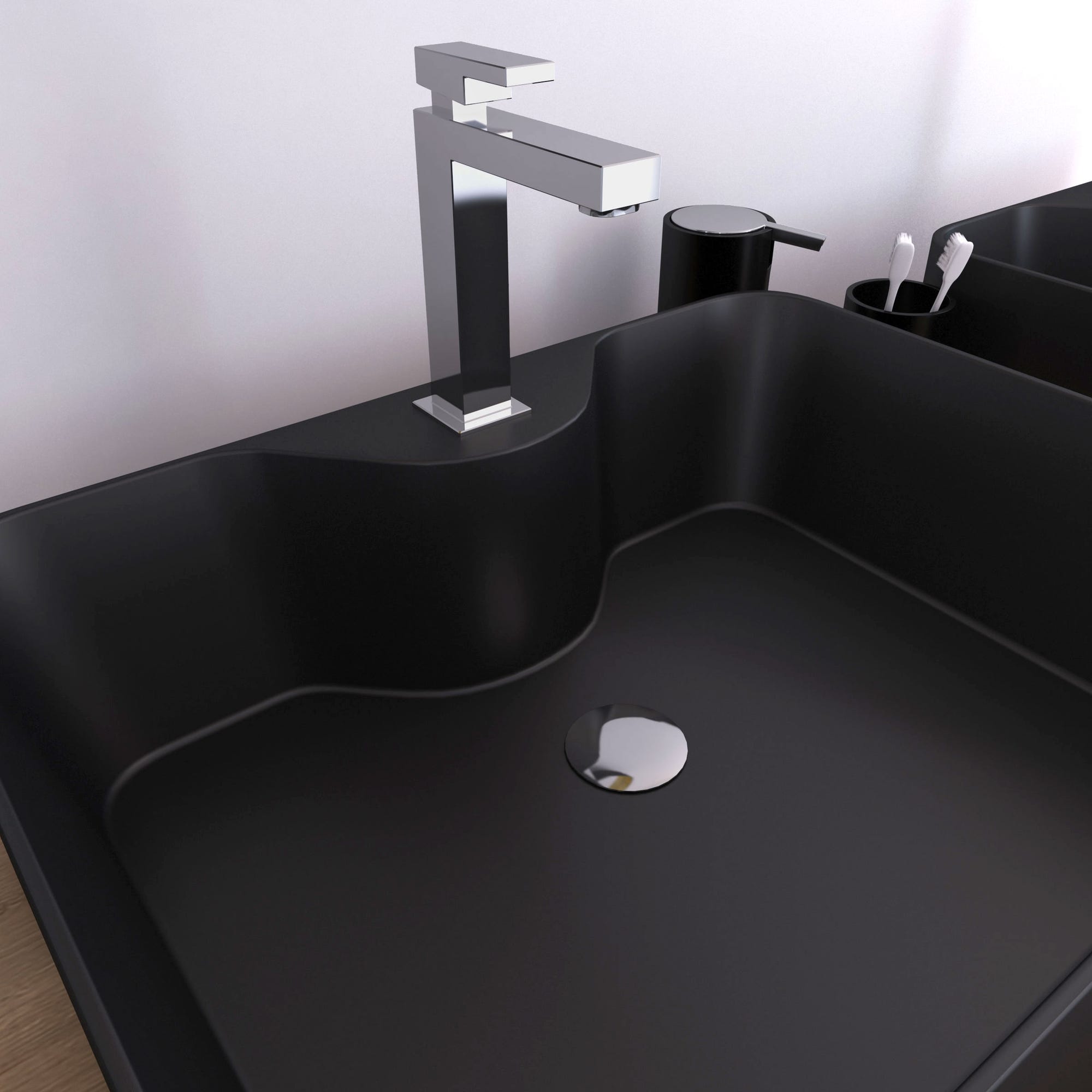 Vasque à poser rectangle en céramique noire - 48x37x13.5cm - RECTANGULAR DARK 1