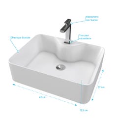 Vasque à poser rectangle en céramique - 48x37x13.5cm - RECTANGULAR 10