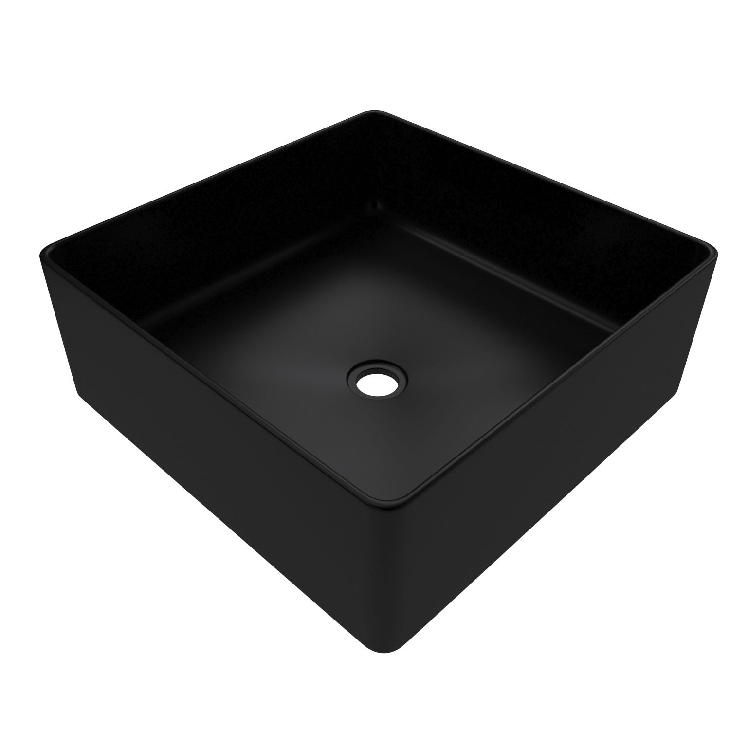 Vasque à poser rectangle en céramique noire - 36.5x36.5x10.7cm - SQUARISH DARK 2