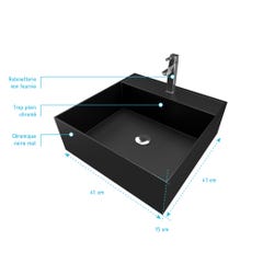 Vasque à poser carrée en céramique noire - 41x41x15cm - SQUARY DARK 1