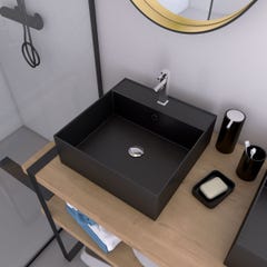 Vasque à poser carrée en céramique noire - 41x41x15cm - SQUARY DARK 3