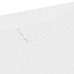 BAYA Receveur de douche extra-plat aspect pierre Blanc 90 x 120 cm + Bonde 6