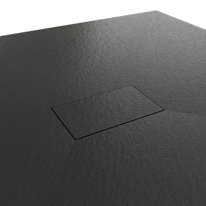 BAYA Receveur de douche extra-plat aspect pierre Noir 100 x 140 cm + Bonde 6