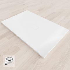 BAYA Receveur de douche extra-plat aspect pierre Blanc 100 x 140 cm + Bonde 0