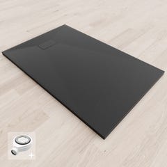 BAYA Receveur de douche extra-plat aspect pierre Noir 90 x 120 cm + Bonde 0