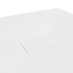 BAYA Receveur de douche extra-plat aspect pierre Blanc 100 x 100 cm + Bonde centrale 6