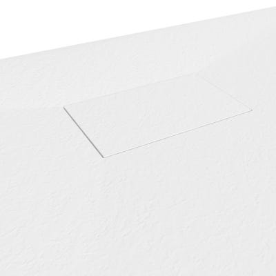 BAYA Receveur de douche extra-plat aspect pierre Blanc 70 x 160 cm + Bonde 6