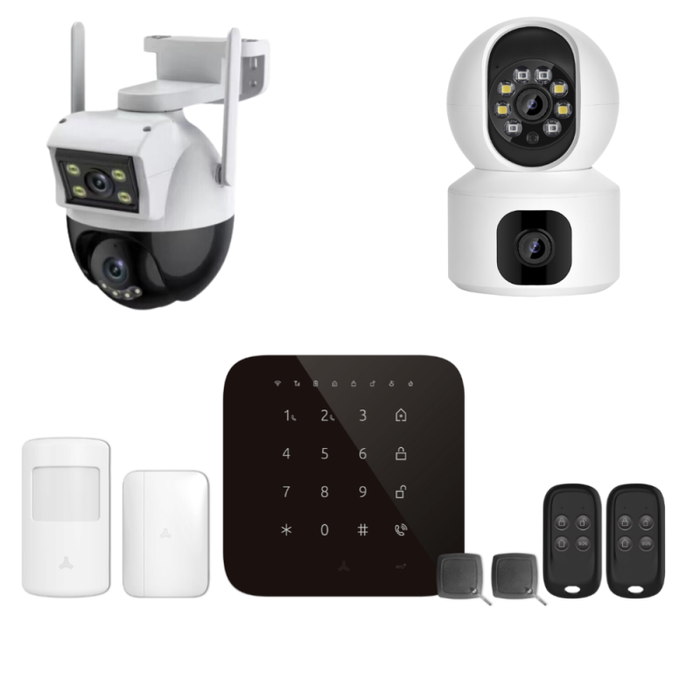 Alarme maison wifi et gsm 4G sans fil connectée Casa Noire avec 2 caméras double objectif - kit 1 0