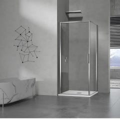 GRAND VERRE Cabine de douche à ouverture intérieure et extérieure 80x100 en verre 6mm transparent profilés en aluminium chromé 0