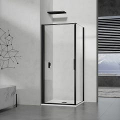 GRAND VERRE Cabine de douche à ouverture intérieure et extérieure 80x90 en verre 6mm transparent profilés en aluminium noir mat 0