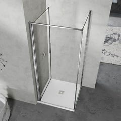 GRAND VERRE Cabine de douche à ouverture intérieure et extérieure 80x90 en verre 6mm transparent profilés en aluminium chromé 1