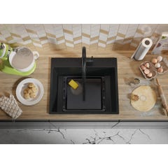 Évier Cusine en Granit Graphite 58x50 cm, Lavabo Cuisine 1 Bac + Kit de Vidage, Évier au meuble 60cm, Évier à Encastrer de Primagran 7