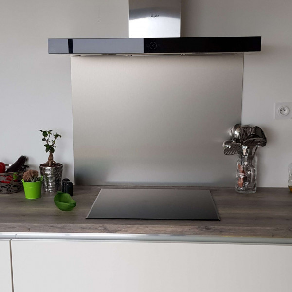 crédence Composite Aspect Aluminium Brossé H 30 Cm X L 110 Cm