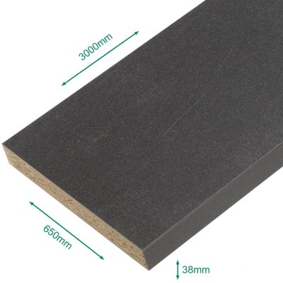 Plan de travail stratifié noir pietra 3000 x 650 x 38 mm - PEFC 75% 2