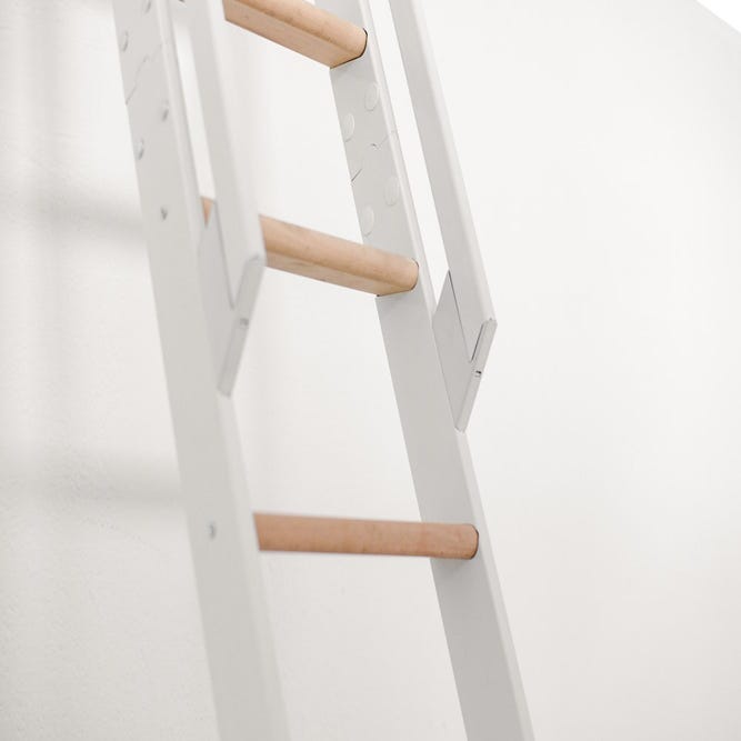 Escalier extensible - H=152 cm - Marches en pin - métal blanc 2
