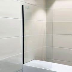 Pare-baignoire 80x140 cm verre anticalcaire sécurit 6mm transparent fixe montant en aluminium, ESSEBAGNO, Noir 3