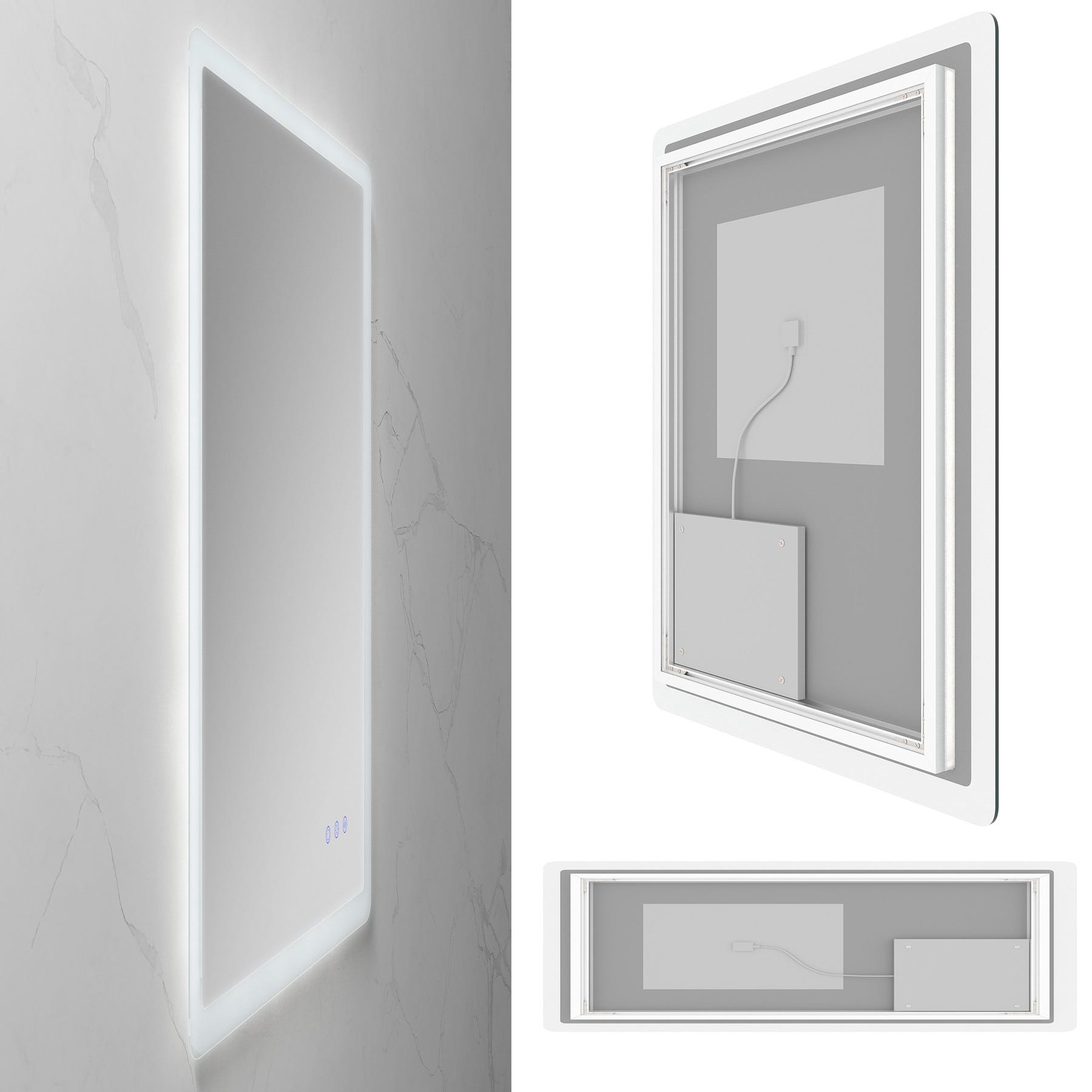 MELLOW Miroir lumineux salle de bain LED 3 couleurs + intensité réglable & fonction anti-buée 60 x 180 cm 3