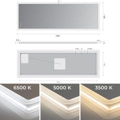 MELLOW Miroir lumineux salle de bain LED 3 couleurs + intensité réglable & fonction anti-buée 60 x 180 cm 4