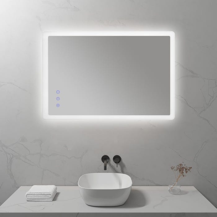 MELLOW Miroir lumineux salle de bain LED 3 couleurs + intensité réglable & fonction anti-buée 60 x 80 cm 7
