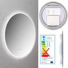 RADIUS Miroir lumineux rond salle de bain LED 3 couleurs + intensité réglable & fonction anti-buée Ø 60 cm 3
