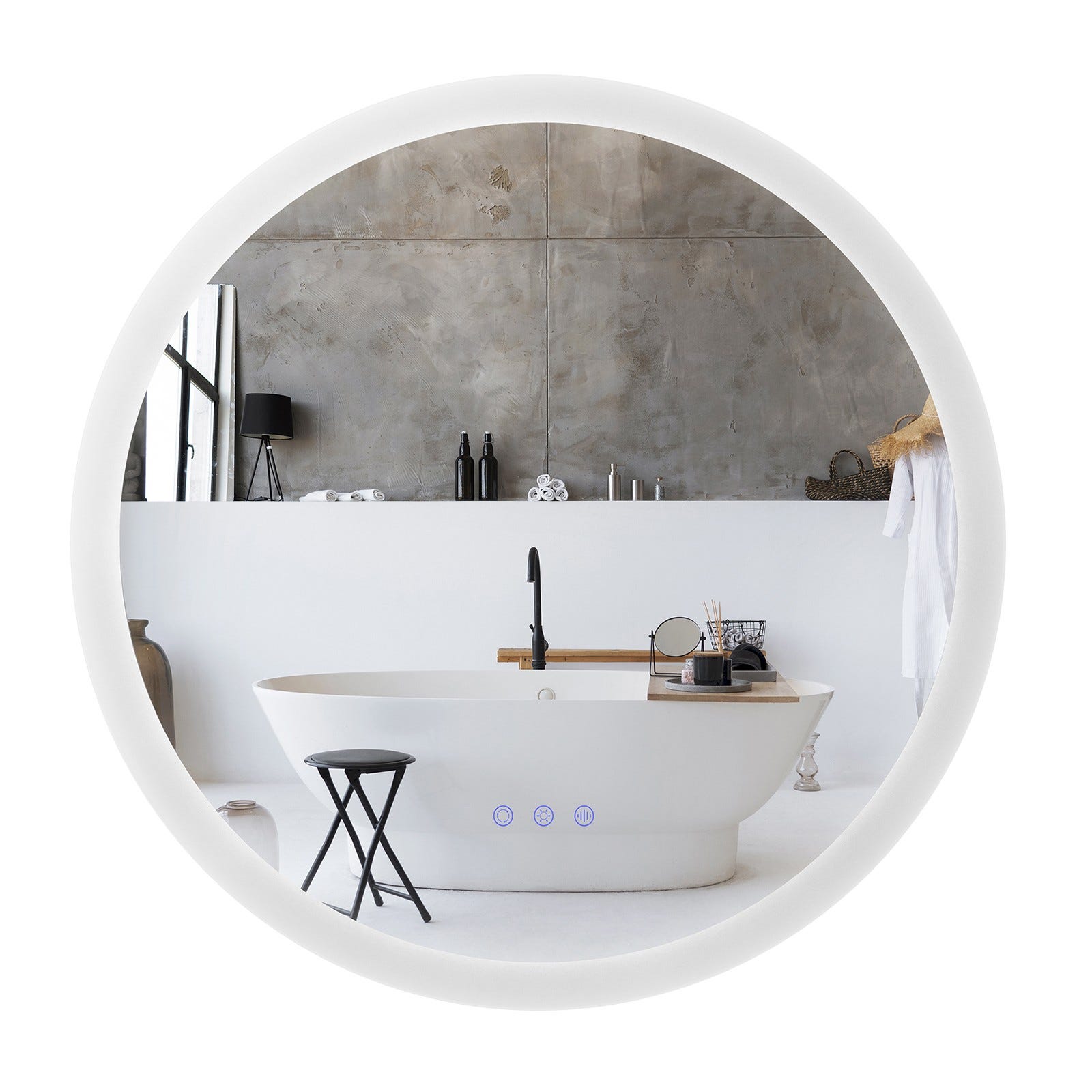 RADIUS Miroir lumineux rond salle de bain LED 3 couleurs + intensité réglable & fonction anti-buée Ø 60 cm 8