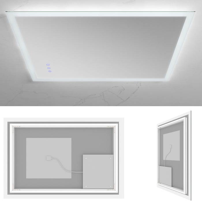 FRAME Miroir lumineux salle de bain LED 3 couleurs + intensité réglable & fonction anti-buée 80 x 120 cm 3